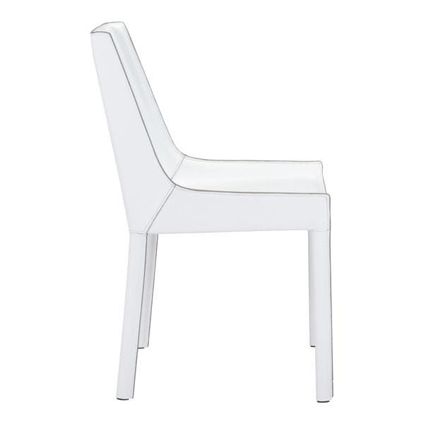 Dining Room Chairs - 18.9" X 23.2" X 35.4" 2 Pcs White Recycled Leather Dining Chair