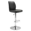 Bar Height Chairs - 17.7" X 20.5" X 46.9" Black Leatherette Chromed Steel Bar Chair