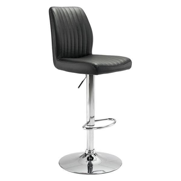 Bar Height Chairs - 17.7" X 20.5" X 46.9" Black Leatherette Chromed Steel Bar Chair
