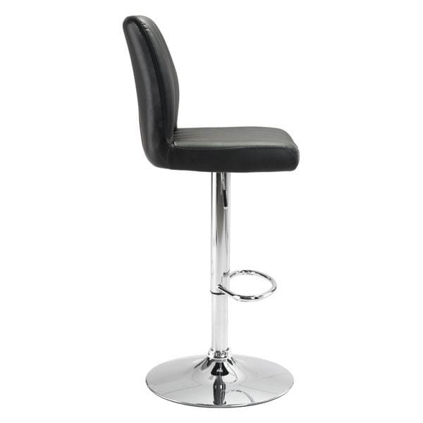 Bar Height Chairs - 17.7" X 20.5" X 46.9" Black Leatherette Chromed Steel Bar Chair