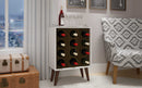 Buffet Cabinet - White Wine Cabinet for 12 Bottles with Wood Legs and a Brown Display