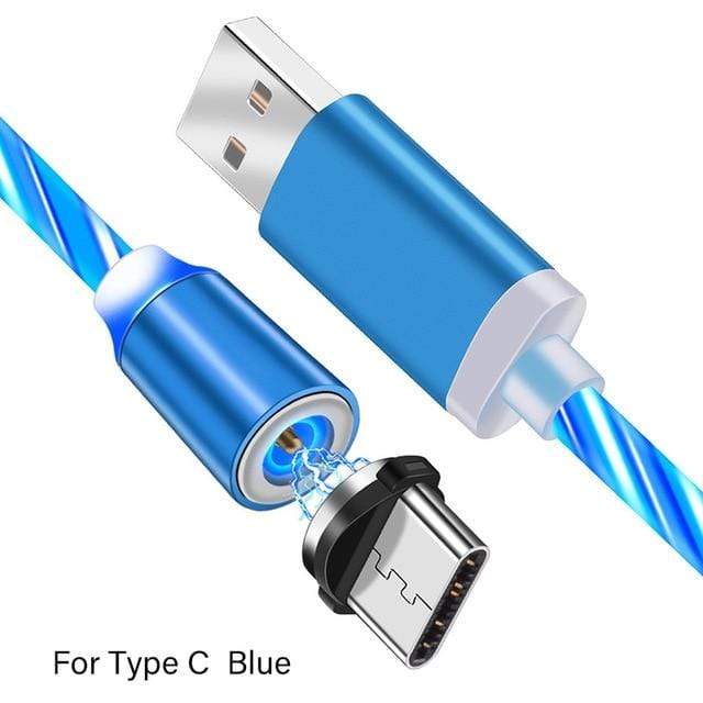 2m Magnetic Charging Mobile Phone Cable USB Type C Flow Luminous Lighting Data Wire for Samsung Huawei xiaomi LED Micro Kable AExp
