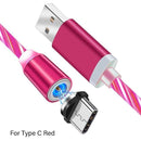 2m Magnetic Charging Mobile Phone Cable USB Type C Flow Luminous Lighting Data Wire for Samsung Huawei xiaomi LED Micro Kable AExp