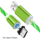 2m Magnetic Charging Mobile Phone Cable USB Type C Flow Luminous Lighting Data Wire for Samsung Huawei xiaomi LED Micro Kable AExp