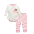 2pcs Baby Girls Boys Clothes Set Long Sleeve Rompers And Pants Roupa Infantil Menina Menino Bebe Newborn Clothing China KF092-pink elephant-9M-JadeMoghul Inc.