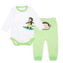 2pcs Baby Girls Boys Clothes Set Long Sleeve Rompers And Pants Roupa Infantil Menina Menino Bebe Newborn Clothing China KF092-surf monkey-9M-JadeMoghul Inc.