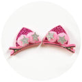2pcs/Set Cute Hair Clips For Girls Glitter Rainbow Felt Fabric Flowers Hairpins Cat Ears Bunny Barrettes Kids Hair Accessories AExp