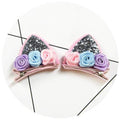 2pcs/Set Cute Hair Clips For Girls Glitter Rainbow Felt Fabric Flowers Hairpins Cat Ears Bunny Barrettes Kids Hair Accessories AExp