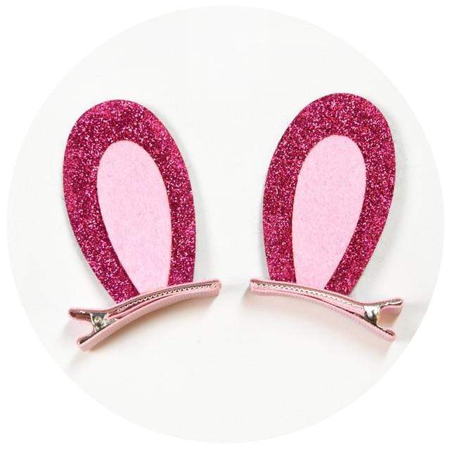 2pcs/Set Cute Hair Clips For Girls Glitter Rainbow Felt Fabric Flowers Hairpins Cat Ears Bunny Barrettes Kids Hair Accessories AExp