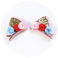 2pcs/Set Cute Hair Clips For Girls Glitter Rainbow Felt Fabric Flowers Hairpins Cat Ears Bunny Barrettes Kids Hair Accessories AExp