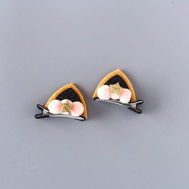 2pcs/Set Cute Hair Clips For Girls Glitter Rainbow Felt Fabric Flowers Hairpins Cat Ears Bunny Barrettes Kids Hair Accessories AExp