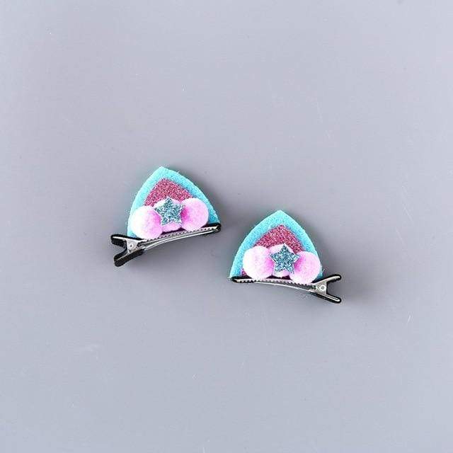2pcs/Set Cute Hair Clips For Girls Glitter Rainbow Felt Fabric Flowers Hairpins Cat Ears Bunny Barrettes Kids Hair Accessories JadeMoghul Inc. 