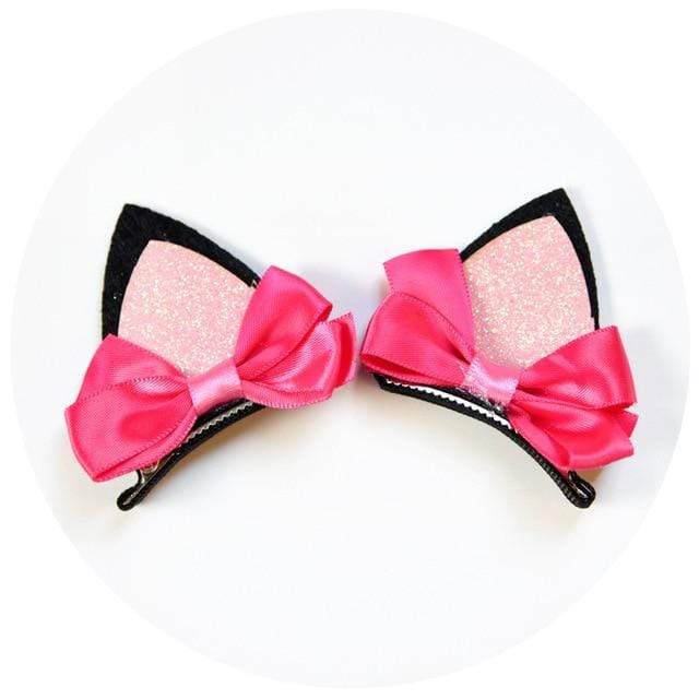 2pcs/Set Cute Hair Clips For Girls Glitter Rainbow Felt Fabric Flowers Hairpins Cat Ears Bunny Barrettes Kids Hair Accessories JadeMoghul Inc. 