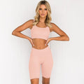 2PCS/Set Seamless Fitness Women Yoga Suit High Stretchy Workout Sport Set Padded Sports Bra High Waist Sports Legging Gym AExp