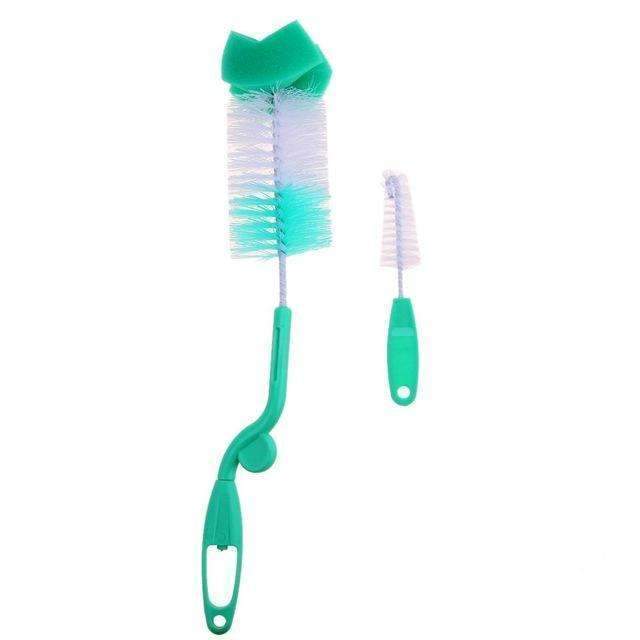 2pcs/set Baby Bottle Brush Nipple Brush 360-degree Rotating Head Cleaning Sponge Cup Brush Kit Color by random-by random 1-JadeMoghul Inc.