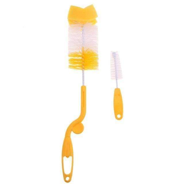 2pcs/set Baby Bottle Brush Nipple Brush 360-degree Rotating Head Cleaning Sponge Cup Brush Kit Color by random-by random 2-JadeMoghul Inc.