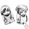 2PCS/Set Little Boy & Girl Petite Charm DIY Fit PANDORA Silver 925 Floating Lockets Necklace Celebrate Family Boy & Girl SP04344--JadeMoghul Inc.