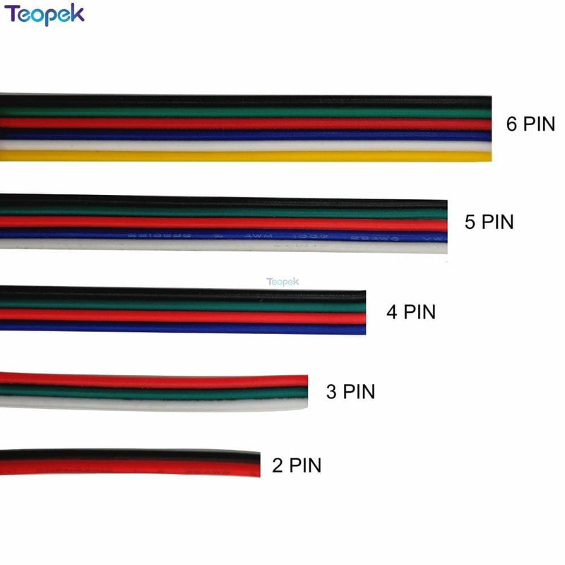 2pin 3pin 4pin 5pin 6pin Extension Wire Cable 22AWG Led Connector For WS2812 WS2811 RGB RGBW RGB CCT 5050 3528 LED Strip JadeMoghul Inc. 