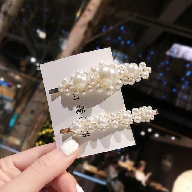 3/4/5pcs/Set Women Girls Elegant Full Pearls Geometric Hair Clips Sweet Hair Ornament Hairpin Barrette Headband Hair Accessories AExp