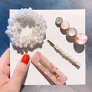 3/4/5pcs/Set Women Girls Elegant Full Pearls Geometric Hair Clips Sweet Hair Ornament Hairpin Barrette Headband Hair Accessories AExp