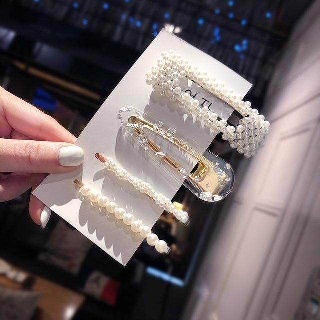 3/4/5pcs/Set Women Girls Elegant Full Pearls Geometric Hair Clips Sweet Hair Ornament Hairpin Barrette Headband Hair Accessories JadeMoghul Inc. 