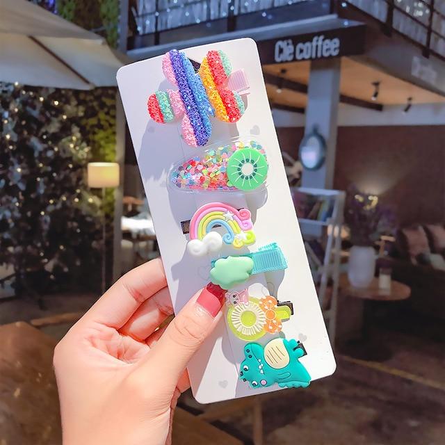 3/5pcs/Set New Girls Cute Rainbow Star Flower Hairpins Children Sweet Hair Clips Barrette Hair Ornament Fashion Hair Accessories AExp