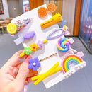 3/5pcs/Set New Girls Cute Rainbow Star Flower Hairpins Children Sweet Hair Clips Barrette Hair Ornament Fashion Hair Accessories AExp
