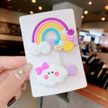 3/5pcs/Set New Girls Cute Rainbow Star Flower Hairpins Children Sweet Hair Clips Barrette Hair Ornament Fashion Hair Accessories AExp