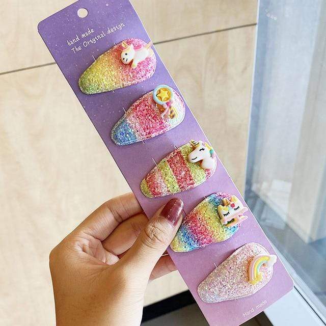3/5pcs/Set New Girls Cute Rainbow Star Flower Hairpins Children Sweet Hair Clips Barrette Hair Ornament Fashion Hair Accessories AExp