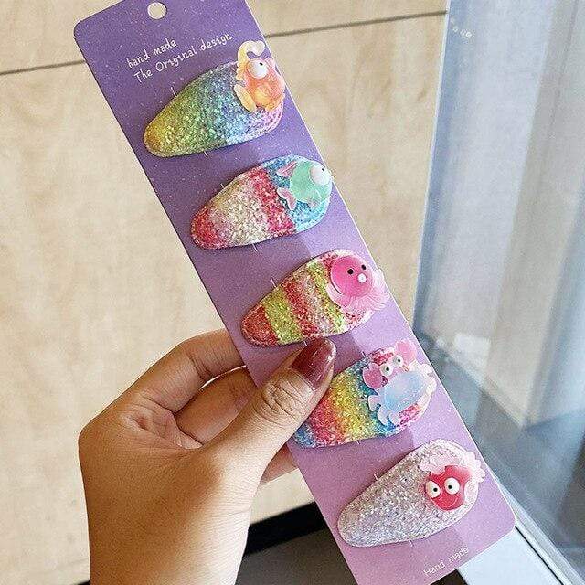 3/5pcs/Set New Girls Cute Rainbow Star Flower Hairpins Children Sweet Hair Clips Barrette Hair Ornament Fashion Hair Accessories AExp