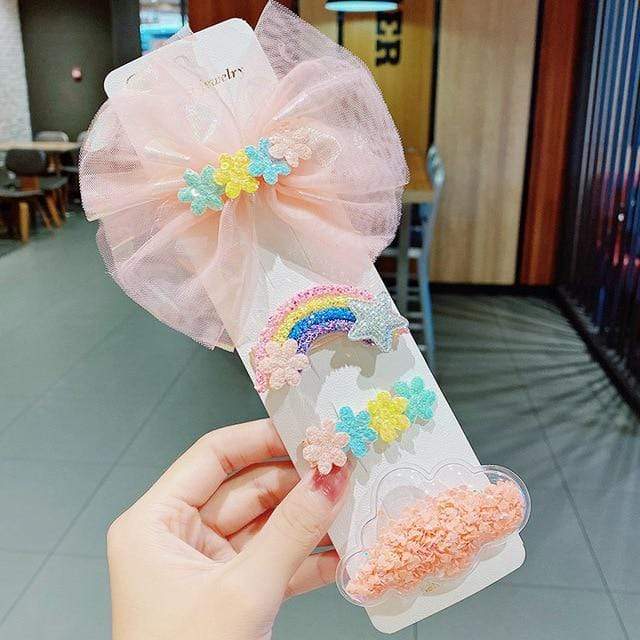 3/5pcs/Set New Girls Cute Rainbow Star Flower Hairpins Children Sweet Hair Clips Barrette Hair Ornament Fashion Hair Accessories AExp