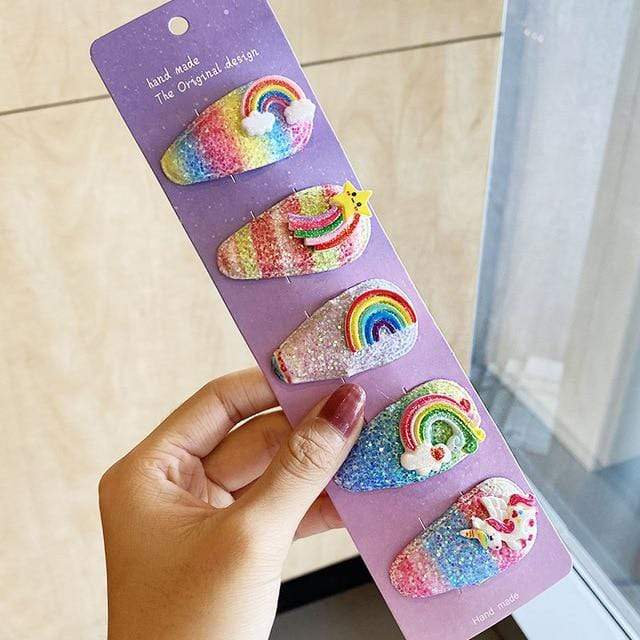 3/5pcs/Set New Girls Cute Rainbow Star Flower Hairpins Children Sweet Hair Clips Barrette Hair Ornament Fashion Hair Accessories JadeMoghul Inc. 