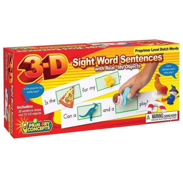 3-D SIGHT WORD SENTENCES PREPRIMER-Learning Materials-JadeMoghul Inc.