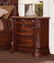 3 Drawer Wooden Night Stand With Marble Top, Cherry Brown-Nightstand-Brown-Wood and Marble-JadeMoghul Inc.