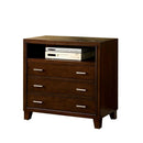 3 Drawers Contemporary Style Media Chest, Cherry Brown-Accent Chests and Cabinets-Brown-Wood-JadeMoghul Inc.
