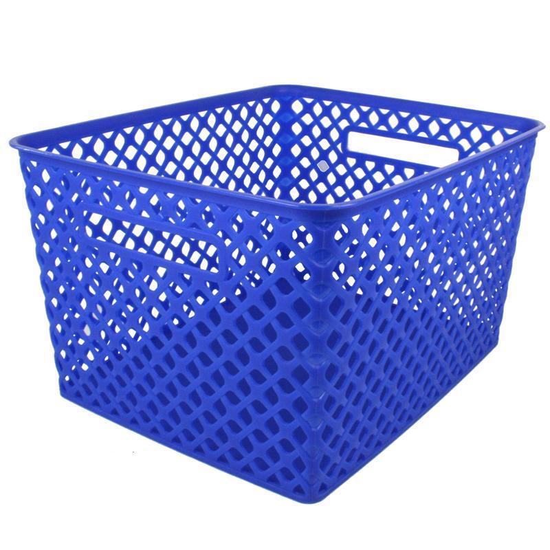 (3 EA) LARGE BLUE WOVEN BASKET-Arts & Crafts-JadeMoghul Inc.