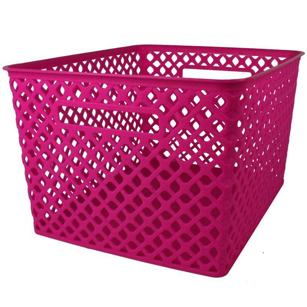 (3 EA) LARGE HOT PINK WOVEN BASKET-Arts & Crafts-JadeMoghul Inc.