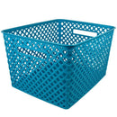 (3 EA) LG TURQUOISE WOVEN BASKET-Arts & Crafts-JadeMoghul Inc.