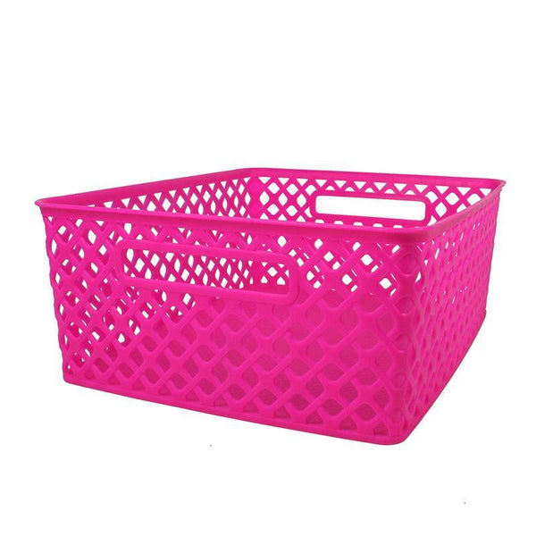 (3 EA) MEDIUM HOT PINK WOVEN BASKET-Arts & Crafts-JadeMoghul Inc.