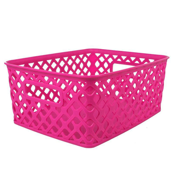 (3 EA) SMALL HOT PINK WOVEN BASKET-Arts & Crafts-JadeMoghul Inc.