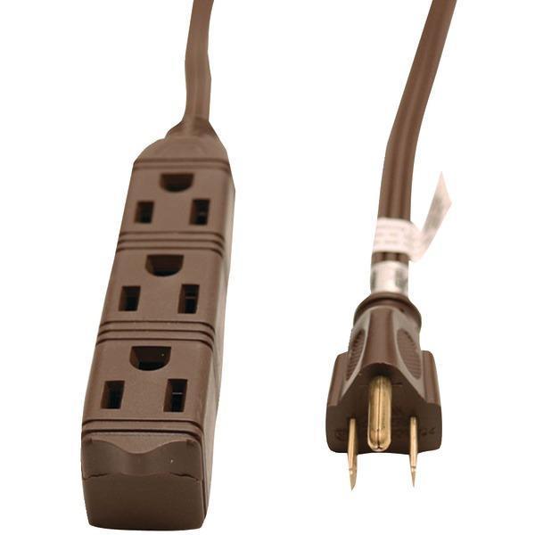 3-Outlet Grounded Office Cord, 8ft (Brown)-Appliance Cords & Receptacles-JadeMoghul Inc.