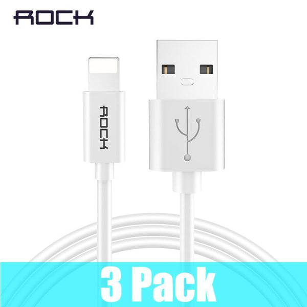 3 Pack ROCK Mobile Phone USB Cables for iPhone 2.4A Faster Charger Cable for iPhone Charger Data Sync Cord for iPhone X iPad-Black-100 CM-JadeMoghul Inc.