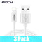 3 Pack ROCK Mobile Phone USB Cables for iPhone 2.4A Faster Charger Cable for iPhone Charger Data Sync Cord for iPhone X iPad-Black-100 CM-JadeMoghul Inc.