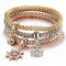 3 Pcs/Set Crystal Owl Crown Charm Bracelets&Bangles 3 Color Rose Gold Color Elephant Anchor Pendants Rhinestone Bracelet Women-BJDY240-JadeMoghul Inc.