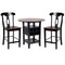 3 Piece CoUnter Height Dining Room Set, Black & Oak Brown-Bar Tables-Black & Brown-Wood & Leatherette-JadeMoghul Inc.