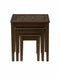 3-Piece Nesting Chairside Table with Mosaic Tile Inlay, Baroque Brown-Living Room Furniture-Brown-Wood And Mosiac-JadeMoghul Inc.
