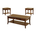 3 piece pack of 1 Coffee Table and 2 End tables With Drawer, Brown,-Coffee Table Sets-Brown-Wood-JadeMoghul Inc.