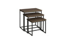 3 Piece Pine wood and Metal Nesting Table, Brown-Tables-Brown-Metal Pine-JadeMoghul Inc.