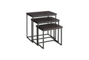 3 Piece Pine wood and Metal Nesting Table, Espresso Brown-Tables-Brown-Metal Pine-JadeMoghul Inc.