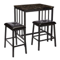 3 Piece Rubber Wood Counter Height Set Black